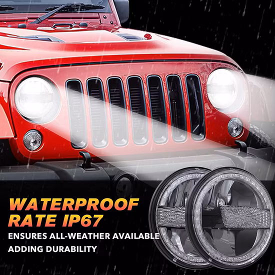 Truck Offroad Car Motorcycle DRL Lights Waterproof Round LED Headlight